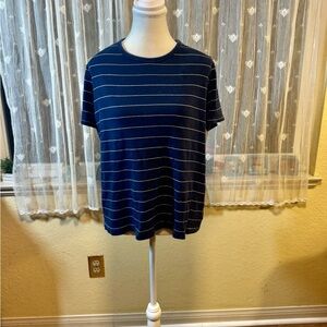 Lands' End Navy and White Striped Women’s Tee